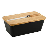 Kesper Brotbox schwarz Bambus B/H/L: ca. 20x15,5x34,8 cm Brotbox mit Messer - braun/schwarz (34,80/20,00/15,50cm) - Kesper