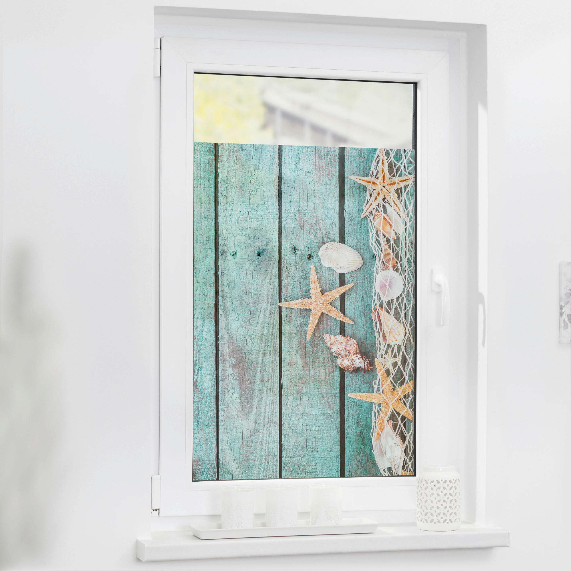 LICHTBLICK Fensterfolie Bretter Beach Meer Bretter Beach petrol B/L: ca. 100x180 cm Bretter Beach - petrol (100,00/180,00cm) - LICHTBLICK