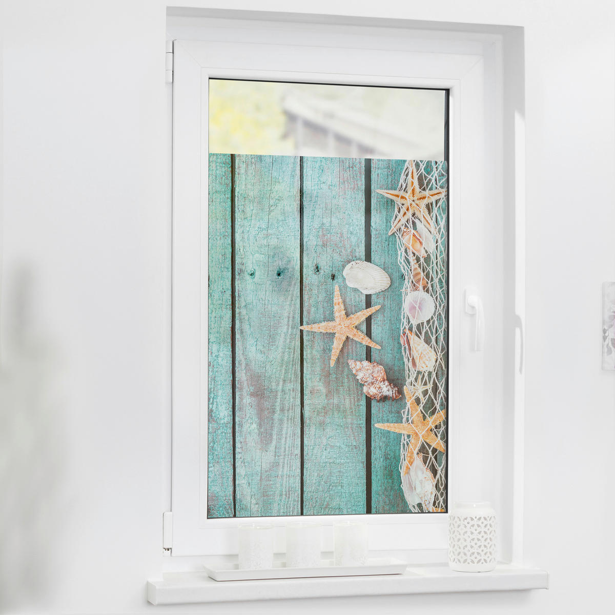 LICHTBLICK Fensterfolie Beach Meer Beach petrol B/L: ca. 50x50 cm Beach - petrol (50,00/50,00cm) - LICHTBLICK