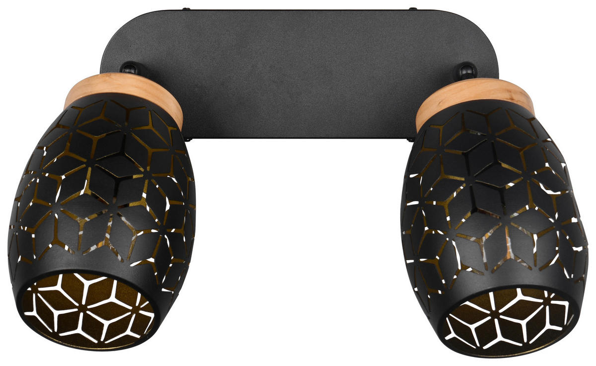 Reality Leuchten Spots schwarz gold Metall B/H/L: ca. 28x27x12 cm E14 2 Brennstellen Spot_Bidar_2 - gold/schwarz (12,00/28,00/27,00cm) - Reality Leuchten