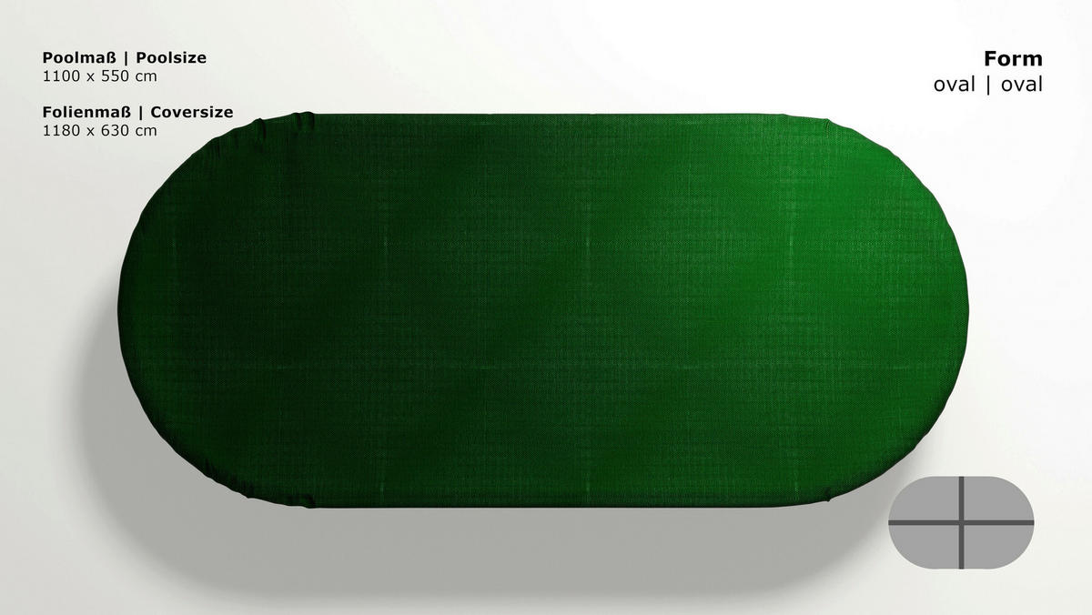 Grasekamp Abdeckplane für Pool oval grün Kunststoff B/L: ca. 630x1180 cm Abdeckplane_oval_1100x550cm - grün (630,00/1180,00cm) - Grasekamp