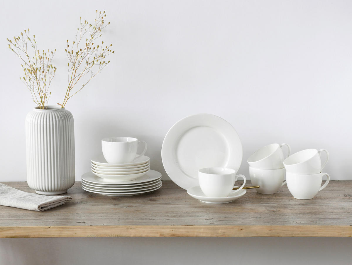 CreaTable Kaffeeservice Fleur Royal cremeweiß Porzellan 18 tlg. Fleur Royal - cremeweiß - CreaTable