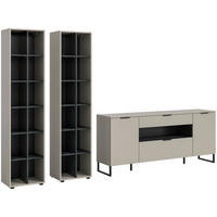 Wohnwand Noida Kaschmirgrau Nachbildung schwarz B/H/T: ca. 305x192x41 cm Noida - schwarz (305,00/192,00/41,00cm) - xonox.home