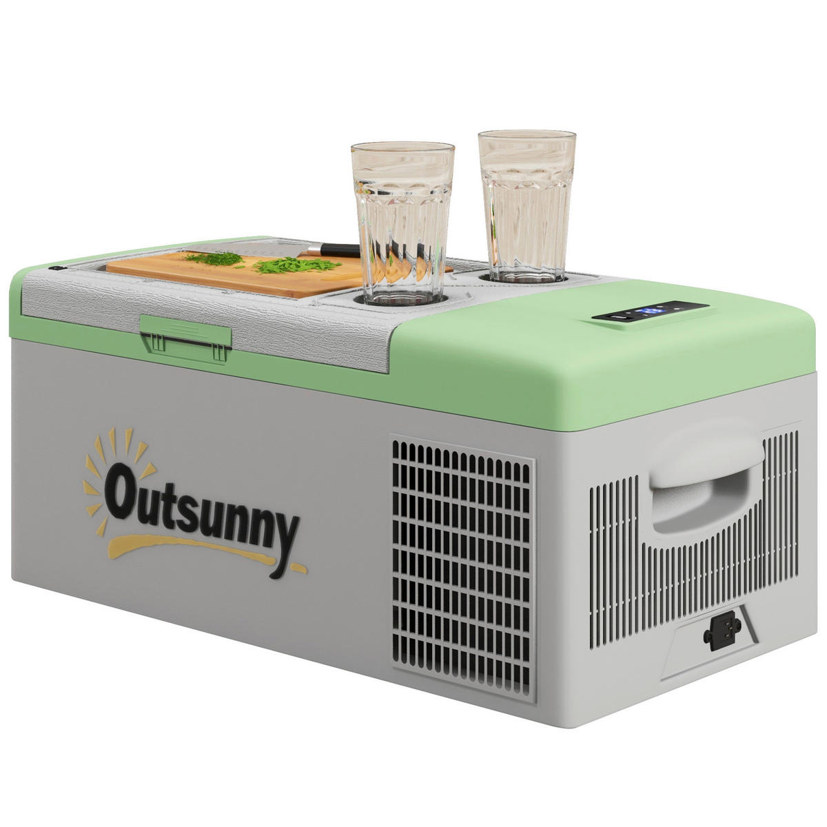 Outsunny Kompressor Kühlbox grau Kunststoff B/H/L: ca. 32x26x60 cm Kompressor Kühlbox 16l - grau (60,00/32,00/26,00cm) - Outsunny