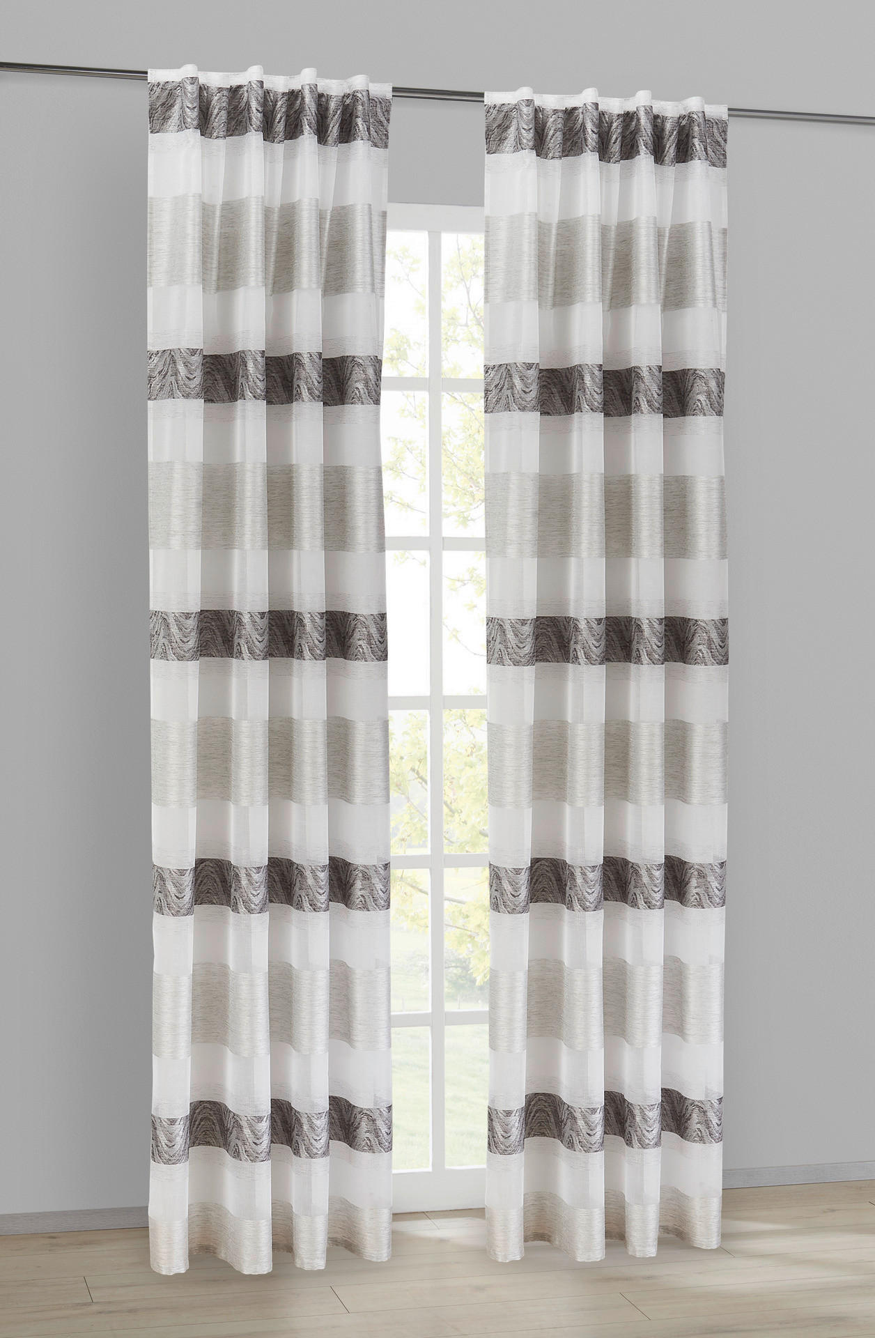 POCOline Schlaufenvorhang Dolly anthrazit B/L: ca. 140x245 cm Dolly - anthrazit/silber (140,00/245,00cm) - POCOline