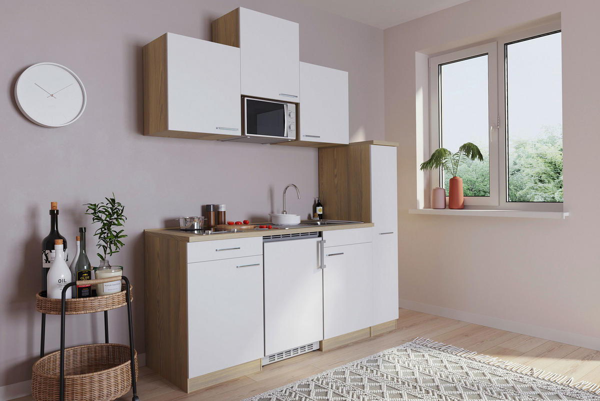 Respekta Küchenblock Economy weiß B/H/T: ca. 180x200x60 cm Economy - Eiche/weiß (180,00/200,00/60,00cm) - Respekta