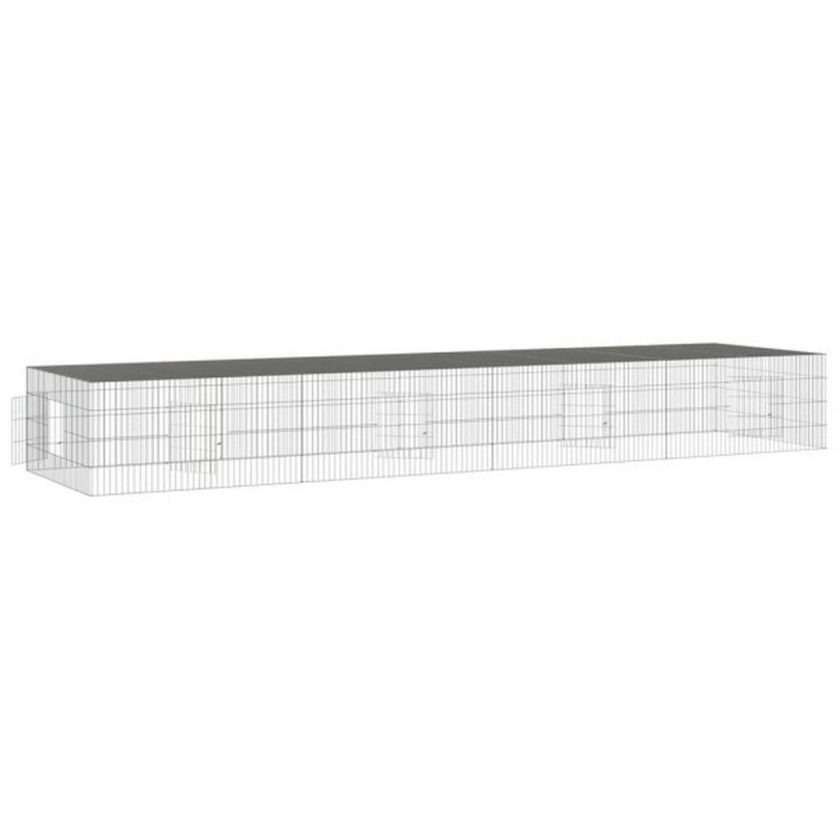 vidaXL Kaninchenkäfig silber Eisen B/H/L: ca. 109x54x433 cm Kaninchenkäfig - silber (433,00/109,00/54,00cm) - vidaXL