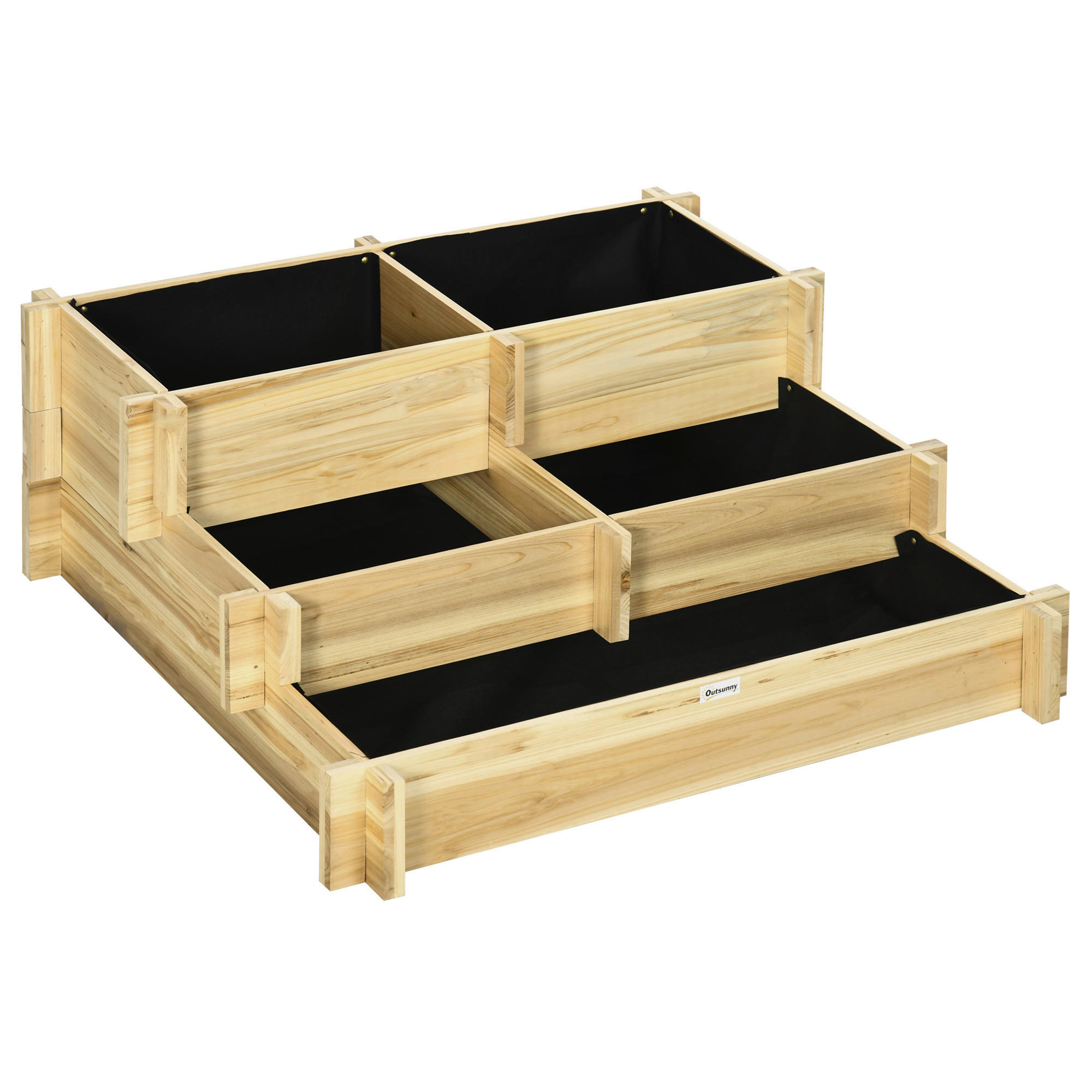 Outsunny Stufenbeet B/H/L: ca. 93x35x93 cm Stufenbeet - natur (93,00/93,00/35,00cm) - Outsunny