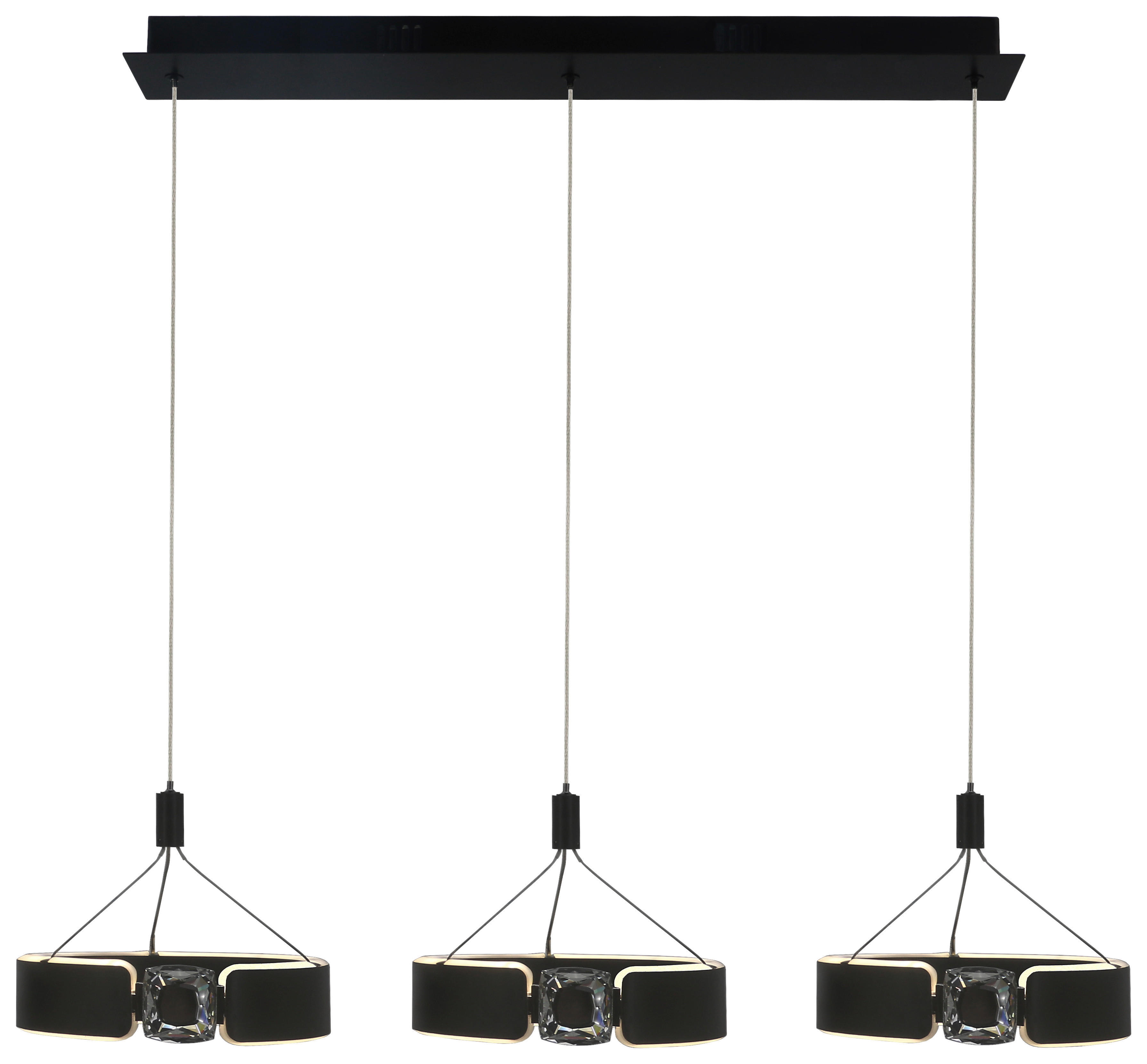 POCOline LED-Pendelleuchte schwarz Metall B/H/L: ca. 22x120x82 cm LED-Pendelleuchte_Rings - schwarz (82,00/22,00/120,00cm) - POCOline
