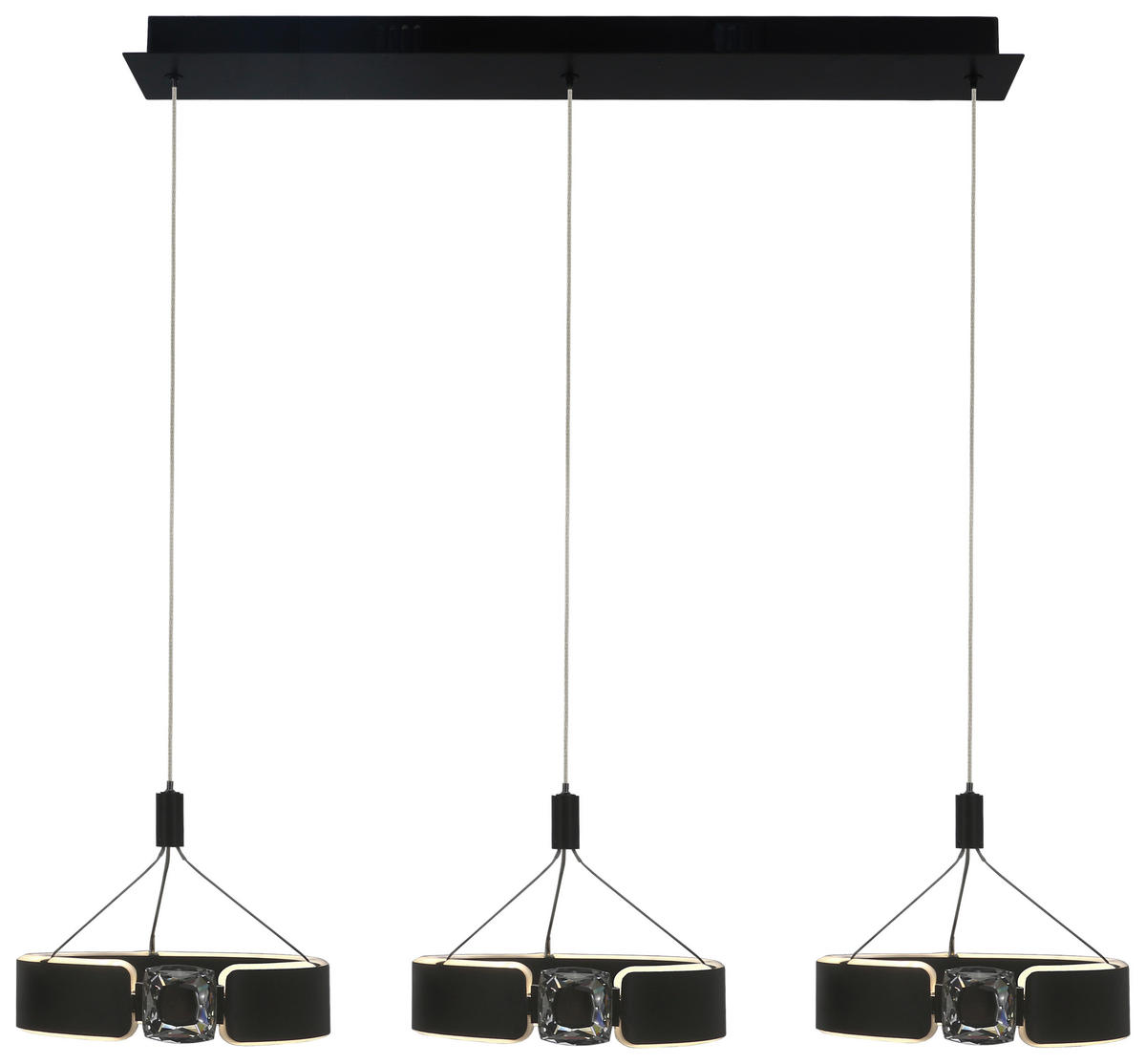 POCOline LED-Pendelleuchte schwarz Metall B/H/L: ca. 22x120x82 cm LED-Pendelleuchte_Rings - schwarz (82,00/22,00/120,00cm) - POCOline