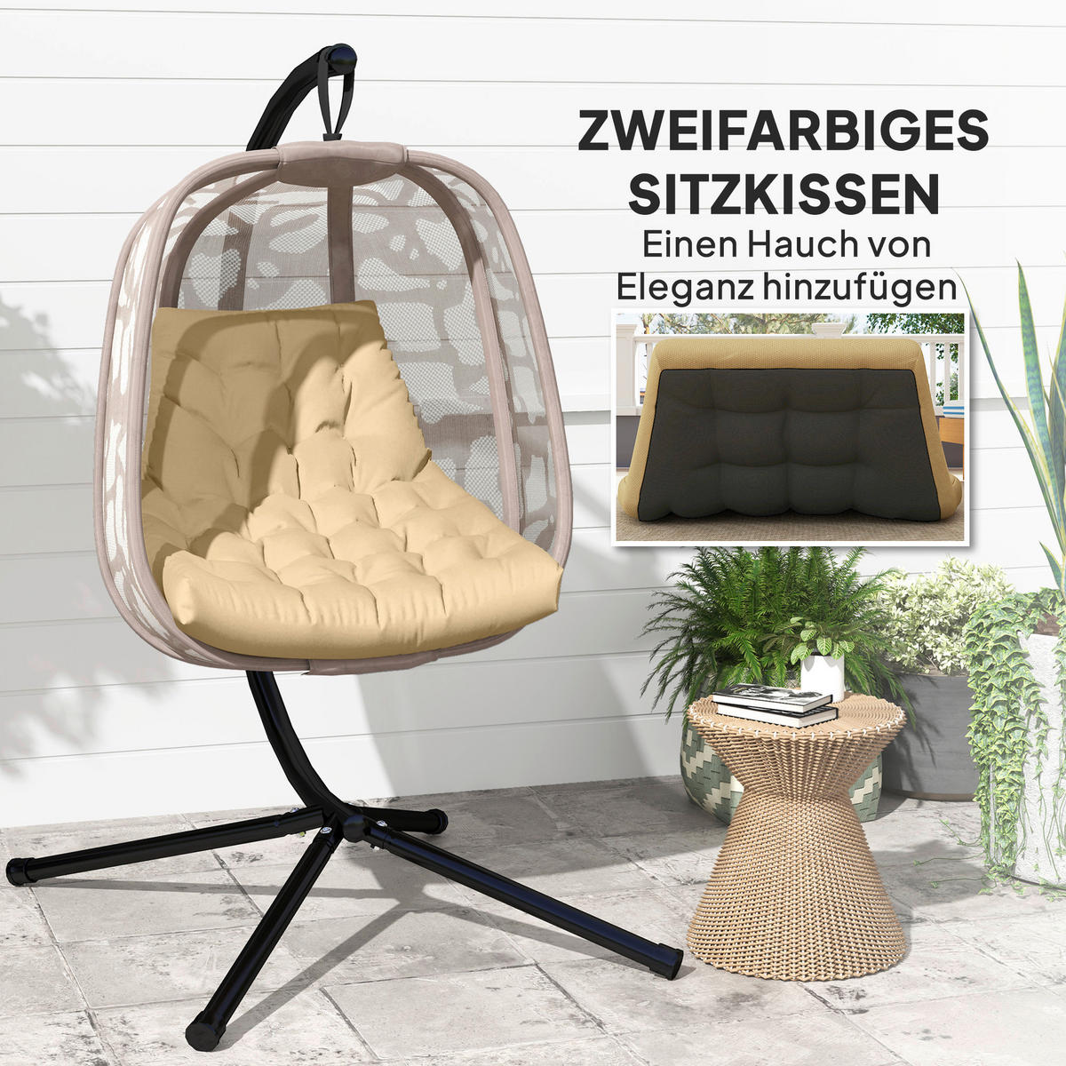 Outsunny Sitzkissen beige Schaumstoff B/H/L: ca. 100x8x120 cm Sitzkissen - beige (120,00/100,00/8,00cm) - Outsunny