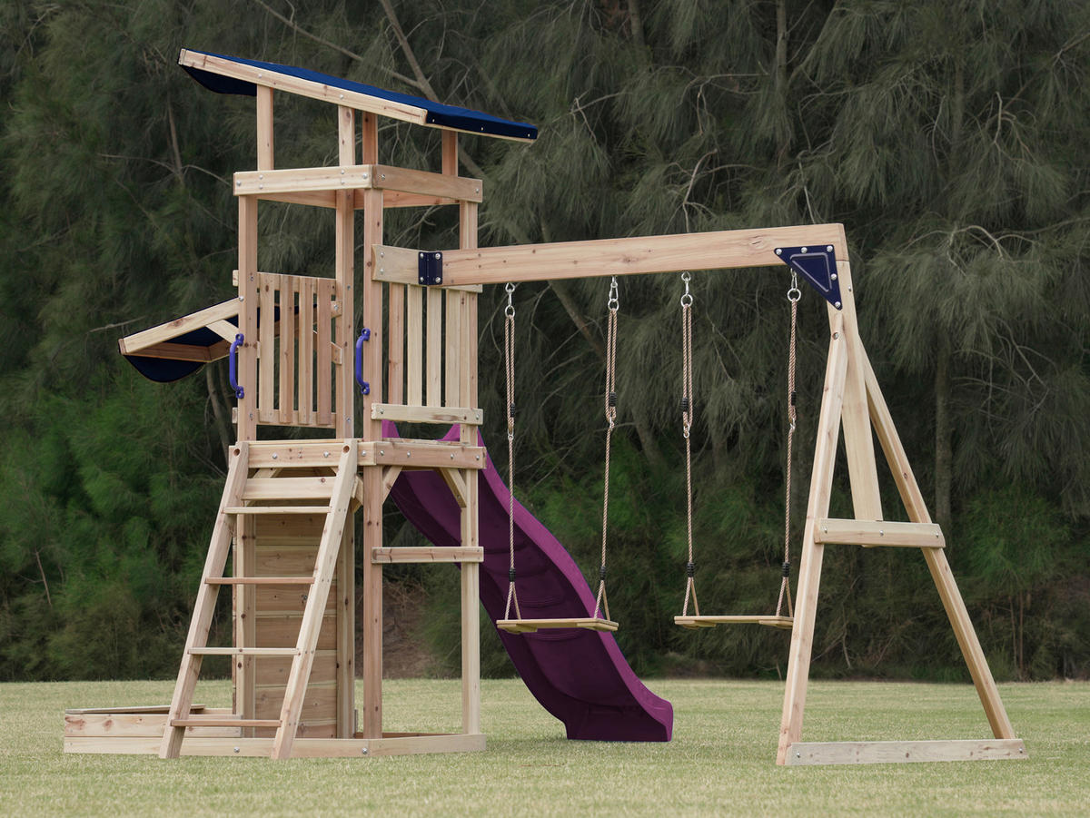 AXI Spielturm Malik braun B/H/L: ca. 345x270x336 cm Malik - lila/braun (336,00/345,00/270,00cm) - AXI