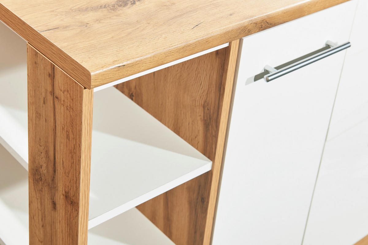 Respekta Inselküche Hilde weiß matt B/H/T: ca. 280x205x172 cm Hilde - Eiche/weiß (280,00/205,00/172,00cm) - Respekta