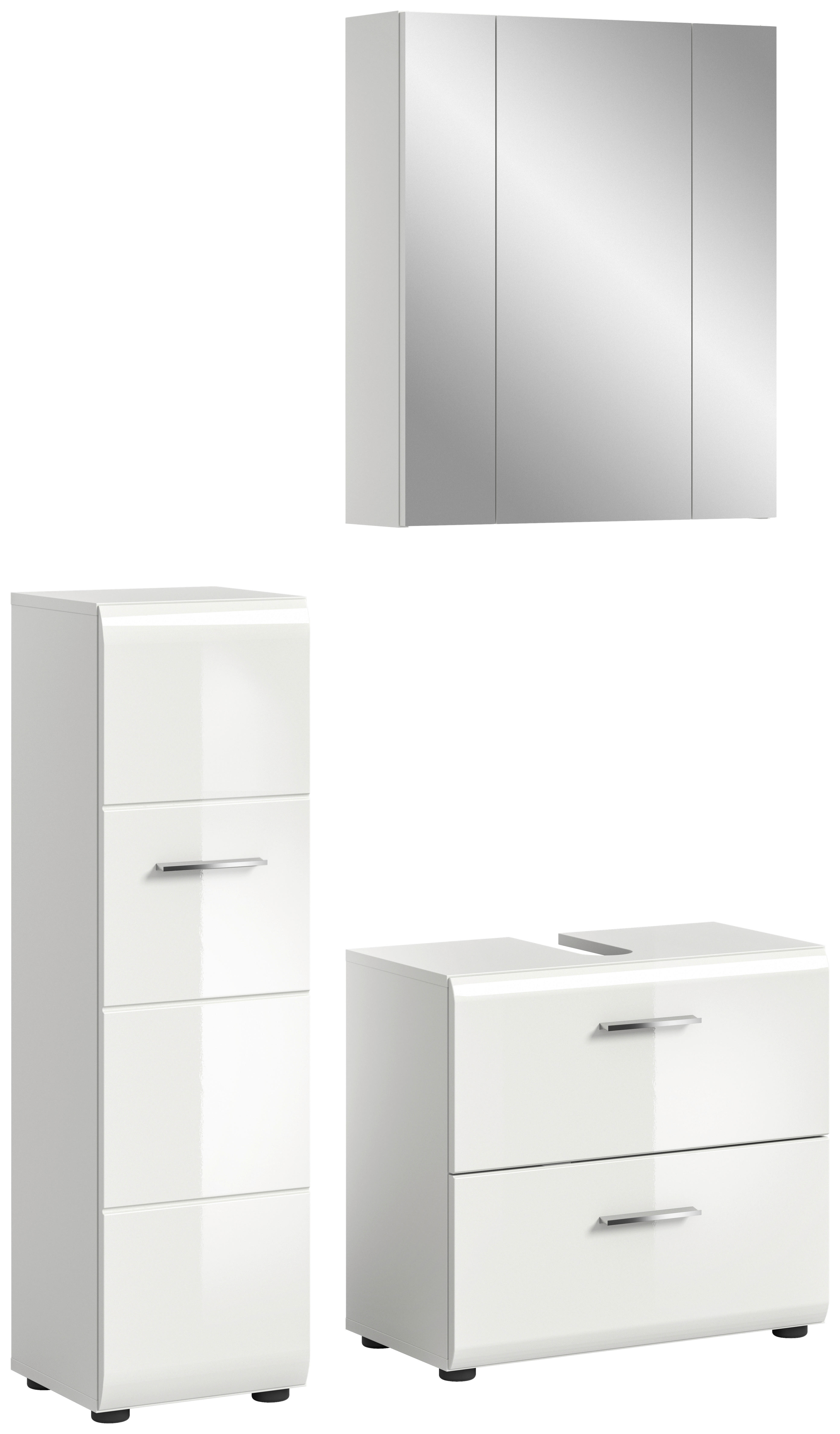 Badezimmer-Set Ice weiß weiß Hochglanz B/H/T: ca. 105x185x30 cm Ice - weiß (105,00/185,00/30,00cm) - xonox.home