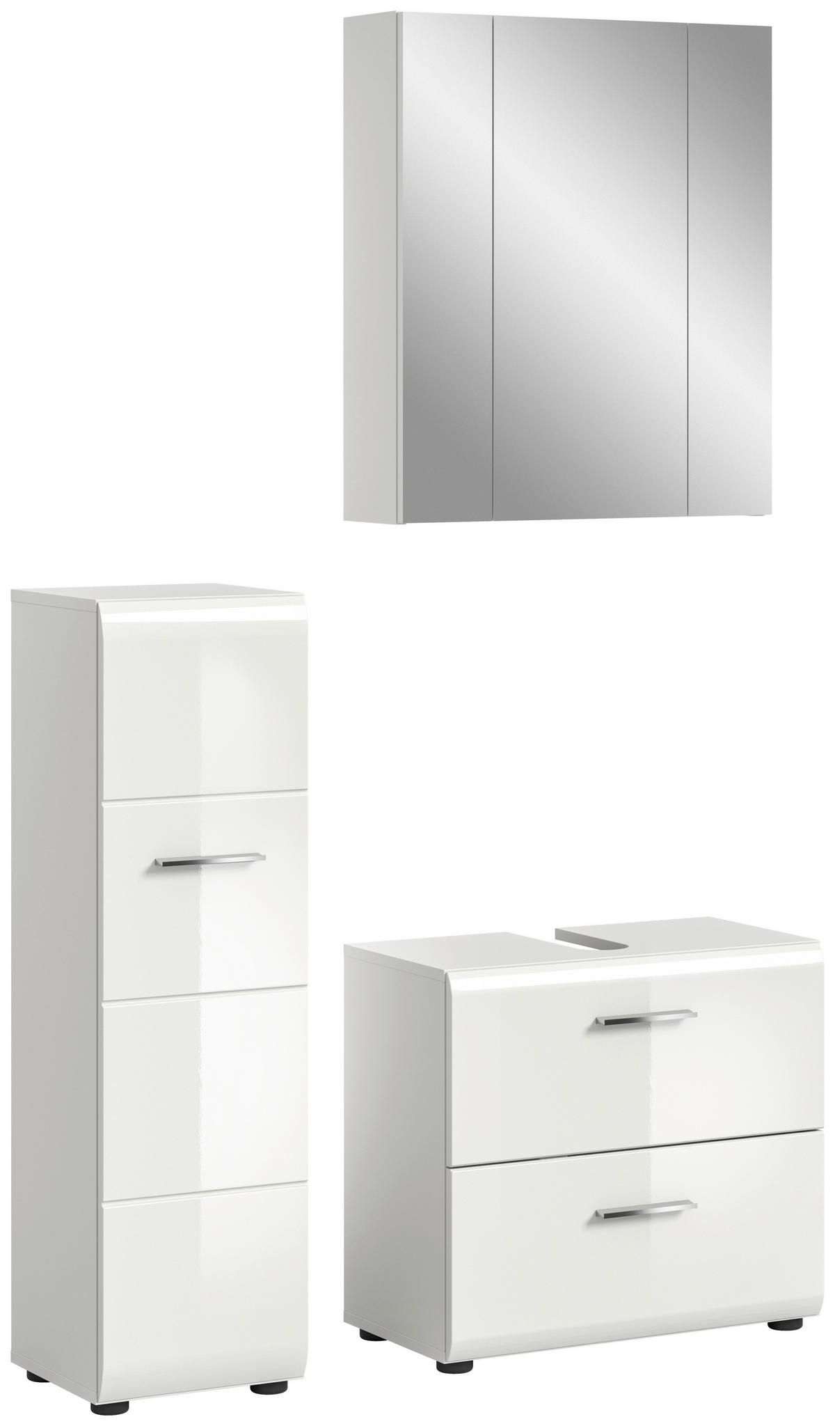 Badezimmer-Set Ice weiß weiß Hochglanz B/H/T: ca. 105x185x30 cm Ice - weiß (105,00/185,00/30,00cm) - xonox.home