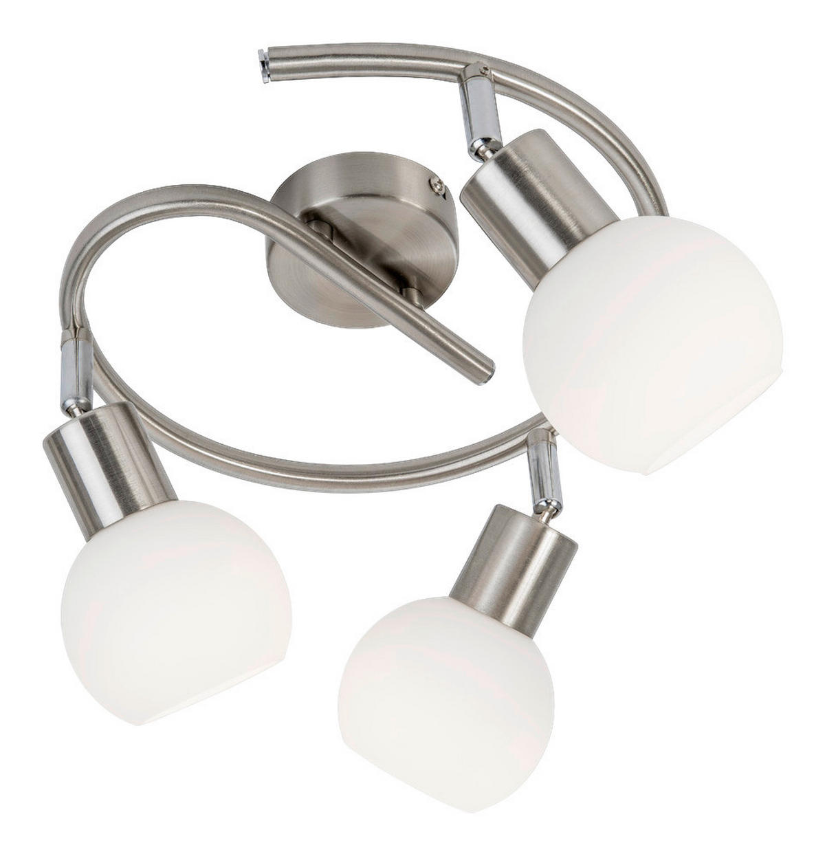 Nowa Spotbalken 871693016 nickel matt Opal Metall Glas H/D: ca. 21x25 cm E14 3 Brennstellen LOXY - nickel matt/Opal (25,00/21,00cm) - Nowa