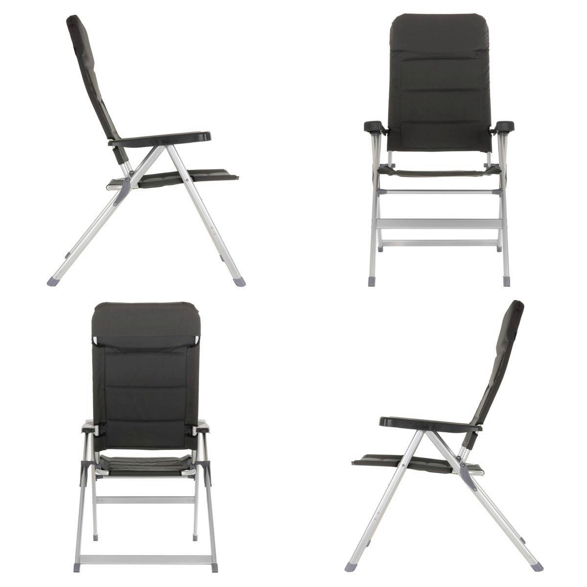 VCM Garten-Klappstuhl schwarz Polyester B/H/T: ca. 63x122x58 cm Klappstuhl_Hochlehner - hellgrau/schwarz (63,00/122,00/58,00cm) - VCM