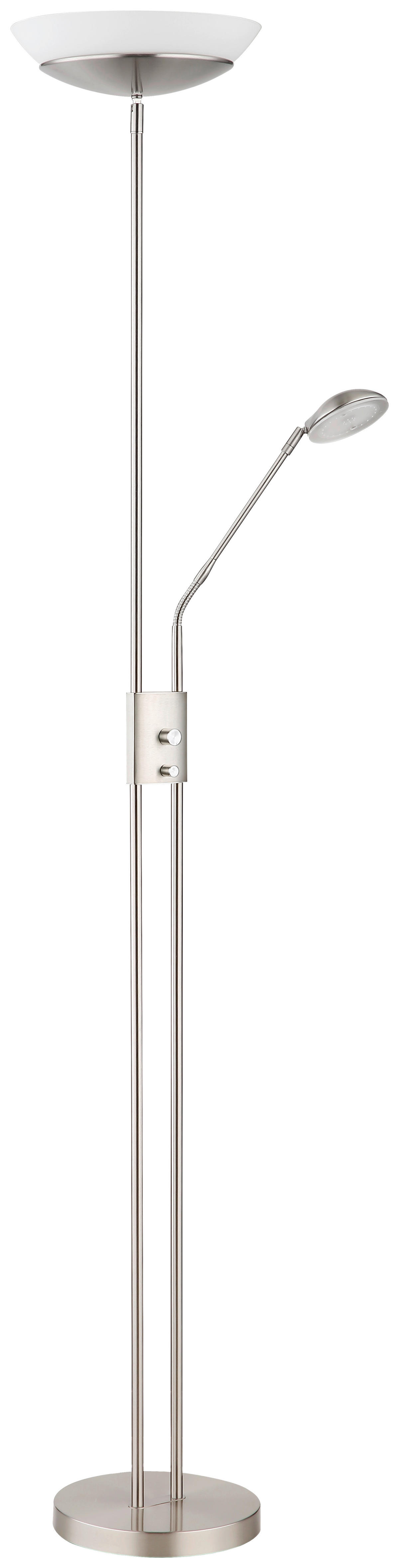 GLOBO Deckenfluter nickel matt Metall Kunststoff Glas B/H/D: ca. 57x180x29 cm GANINA - nickel matt (29,00/180,00cm) - GLOBO