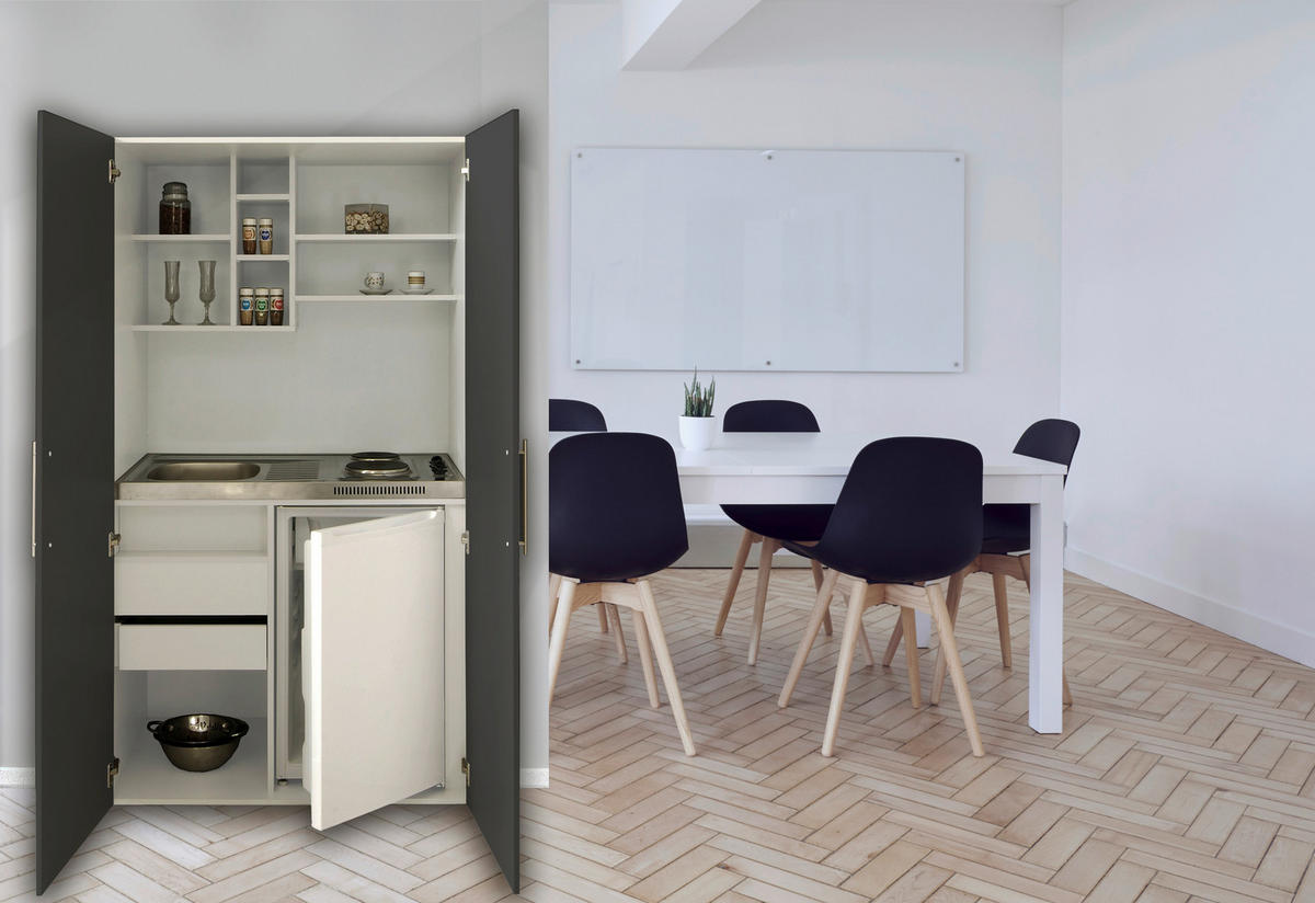 Respekta Schrankküche Economy grau matt B/H/T: ca. 104x193x67 cm Economy - weiß/grau (104,00/193,00/67,00cm) - Respekta