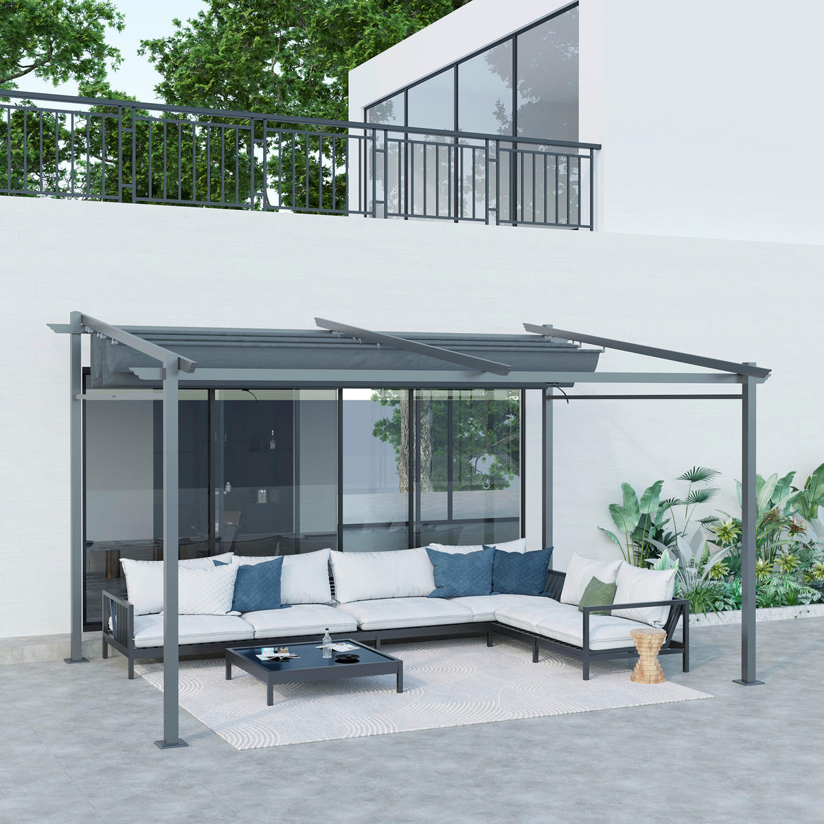 Outsunny Pergola dunkelgrau Aluminium B/H/L: ca. 295x230x397 cm Pergola - dunkelgrau (397,00/295,00/230,00cm) - Outsunny