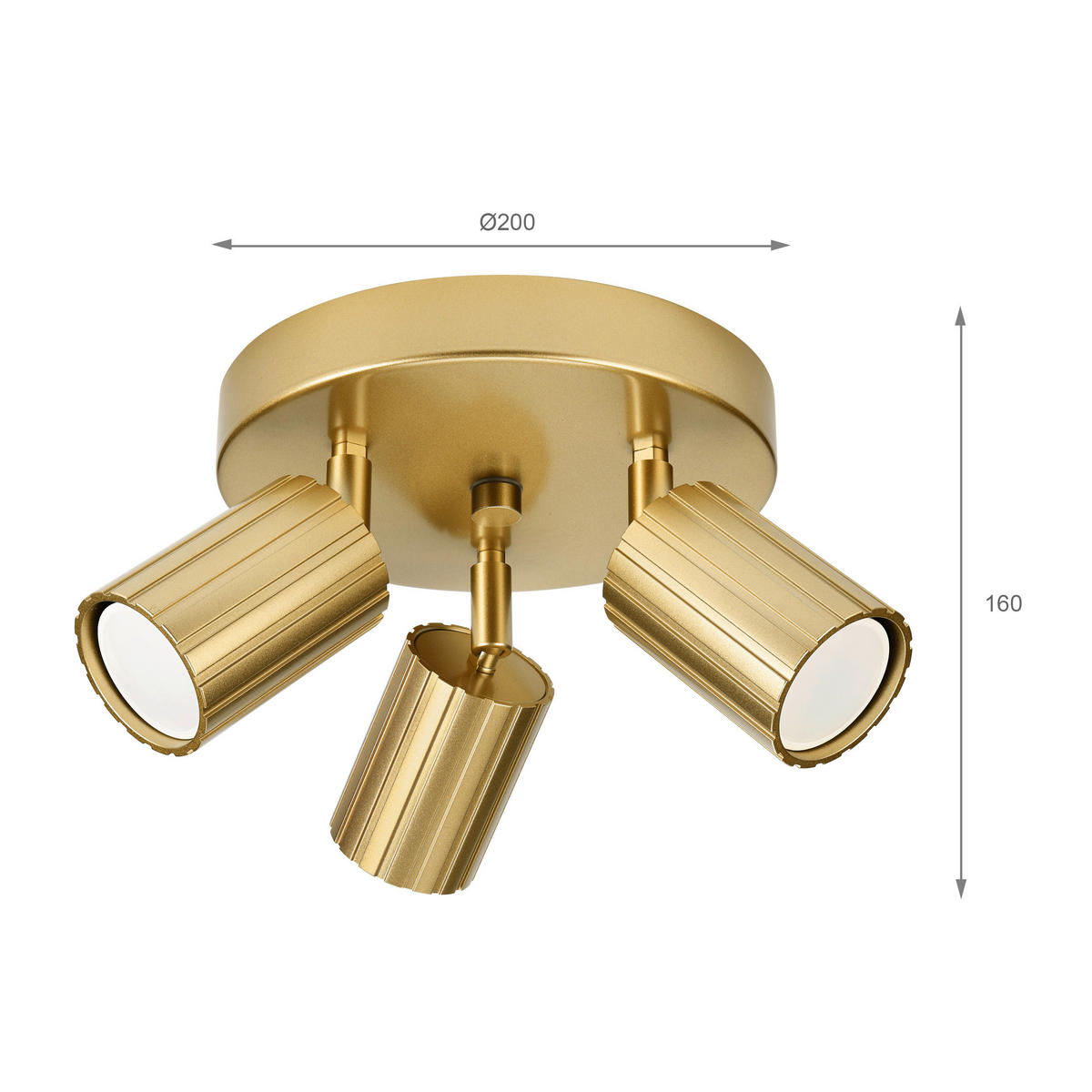 Lamkur Strahler gold Stahl B/H/L: ca. 18x19,5x18 cm 3 Brennstellen Prisma - gold (18,00/18,00/19,50cm) - Lamkur
