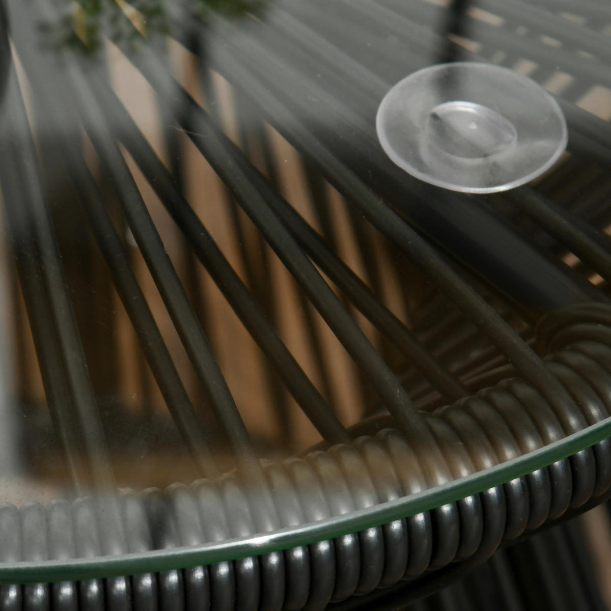 Outsunny Beistelltisch schwarz Eisen B/H/L: ca. 40x40x42 cm Rattan_Beistelltisch - schwarz (42,00/40,00/40,00cm) - Outsunny