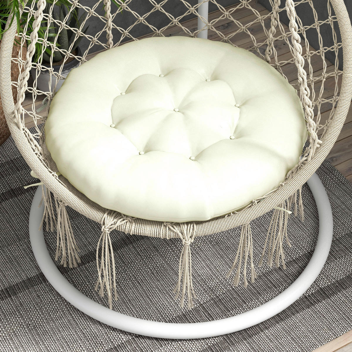 Outsunny Sitzkissen beige Polyester B/H/L: ca. 80x10x80 cm Sitzkissen - beige (80,00/80,00/10,00cm) - Outsunny