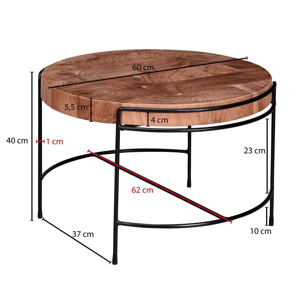 Couchtisch braun B/H/T: ca. 62x40x62 cm Couchtisch - braun (62,00/40,00/62,00cm) - Wohnling