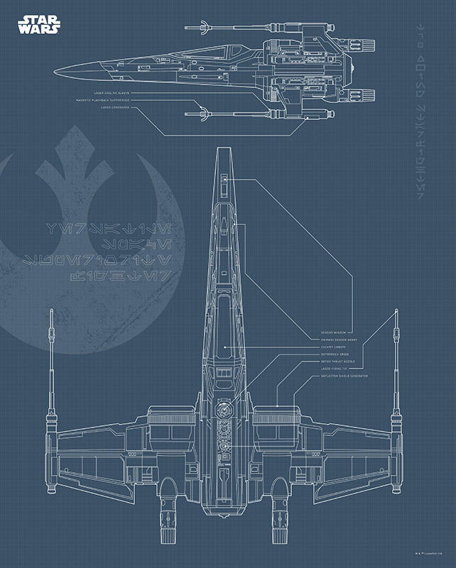 Komar Wandbild Star Wars Blueprint X-Wing Star Wars B/L: ca. 40x50 cm