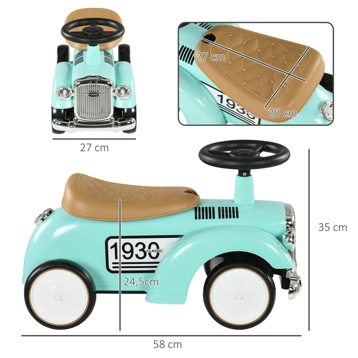 AIYAPLAY Kinder Rutschauto grün B/H/L: ca. 27x35x58 cm Kinder_Rutschauto - grün (58,00/27,00/35,00cm) - AIYAPLAY