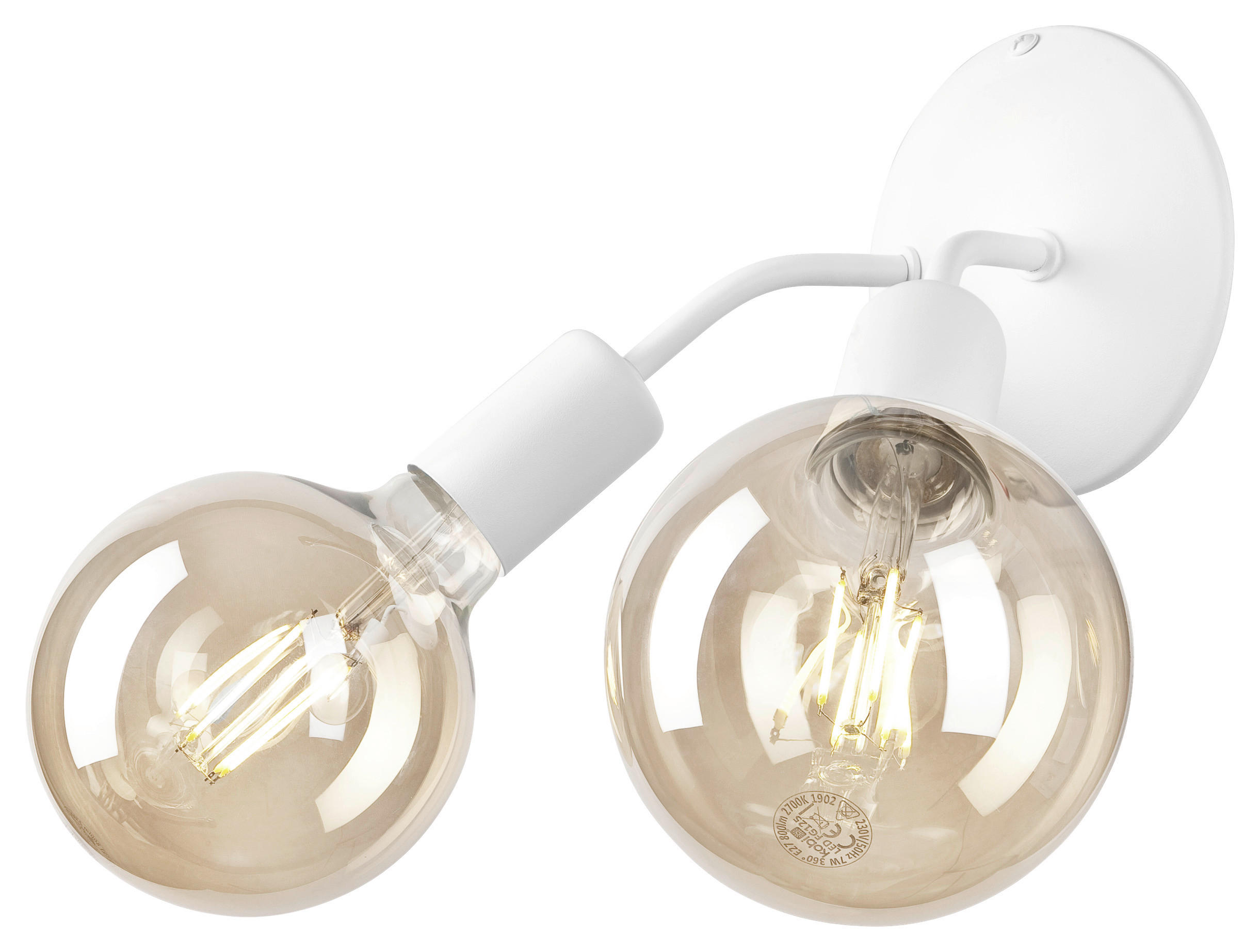 Lamkur Wandleuchte VIGGO 39398 weiß Stahl H/L: ca. 14,5x23 cm E27 2 Brennstellen Viggo - weiß (23,00cm) - Lamkur