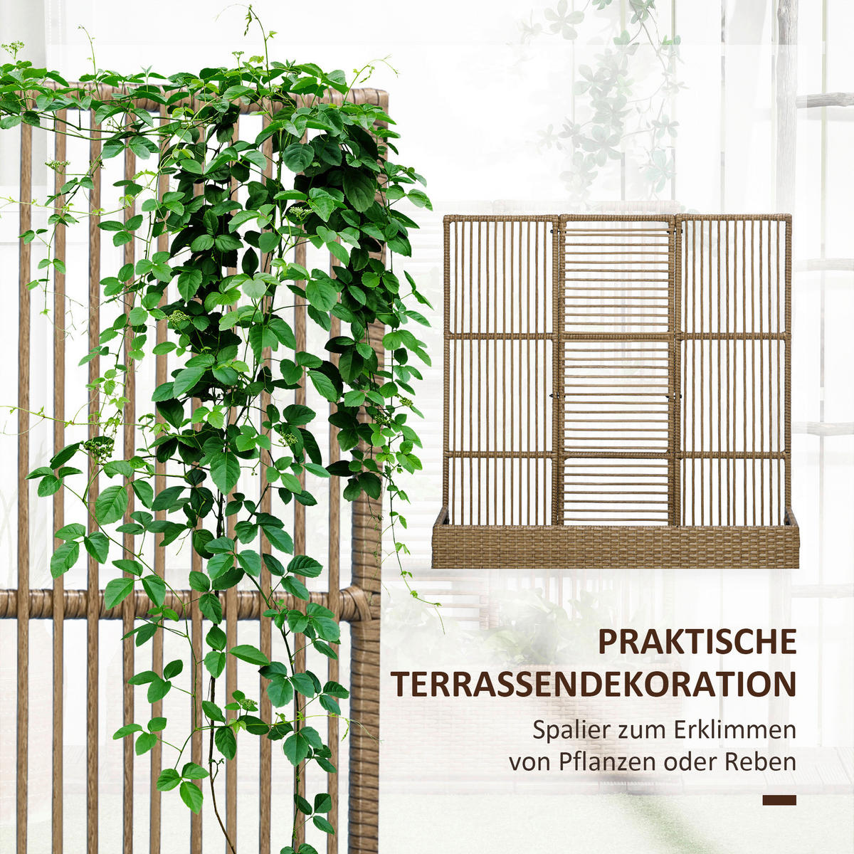Outsunny Blumenkasten sand Polyrattan B/H/L: ca. 103x29x103 cm Blumenkasten - sand (103,00/103,00/29,00cm) - Outsunny