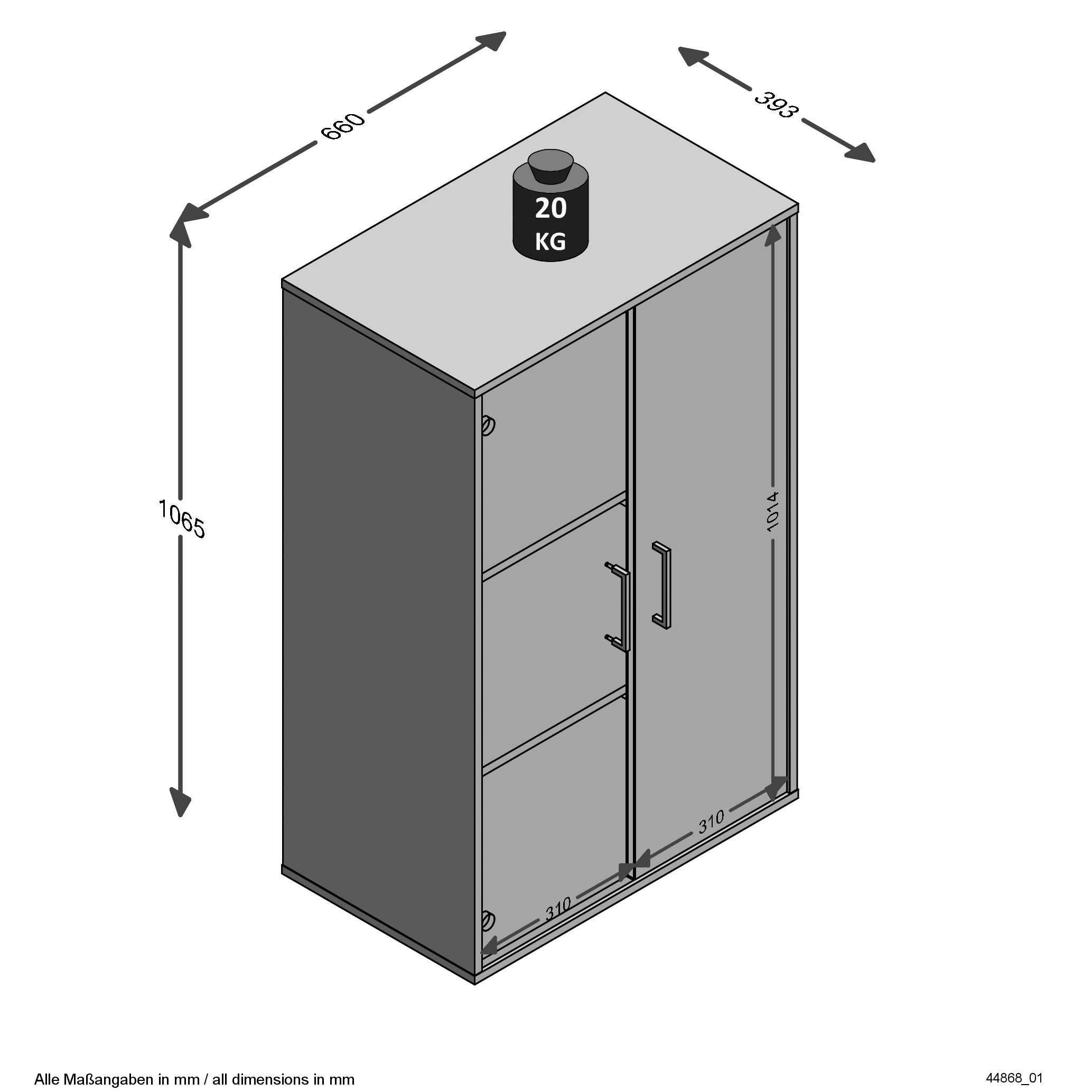 Aktenschrank  weiß B/H/T: ca. 66x107x39 cm Princeton_Aktenschrank 377-116 - weiß (66,00/107,00/39,00cm)