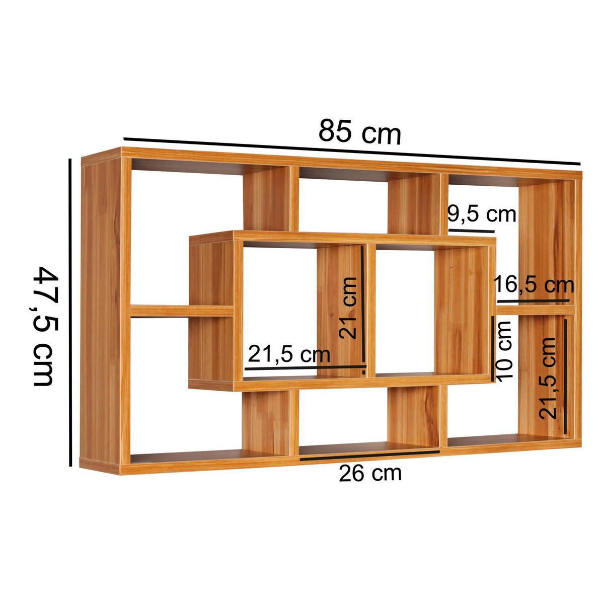 Wandregal buche lackiert Nachbildung B/H/T: ca. 85x47,5x16 cm Wandregal - buche (85,00/47,50/16,00cm) - Wohnling