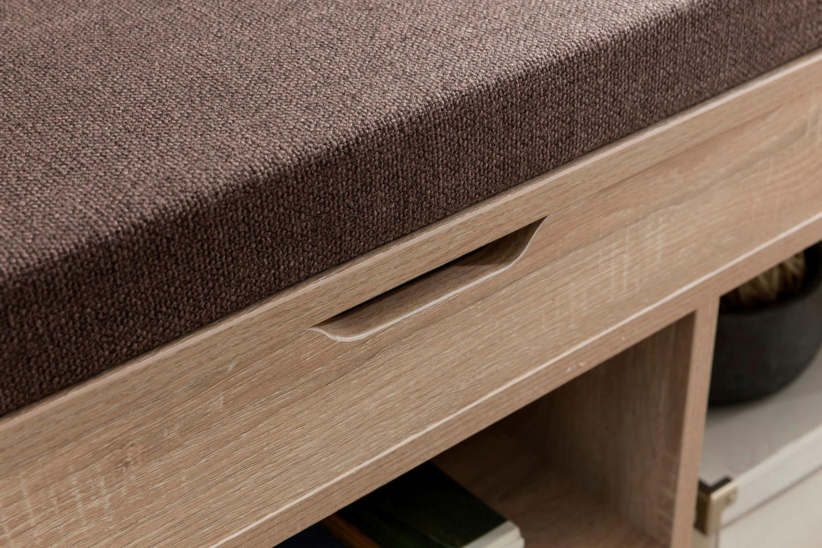 Schuhbank Eiche Sonoma Nachbildung braun B/H/T: ca. 104x51x32 cm Schuhbank - braun/Eiche (104,00/51,00/32,00cm) - Wohnling