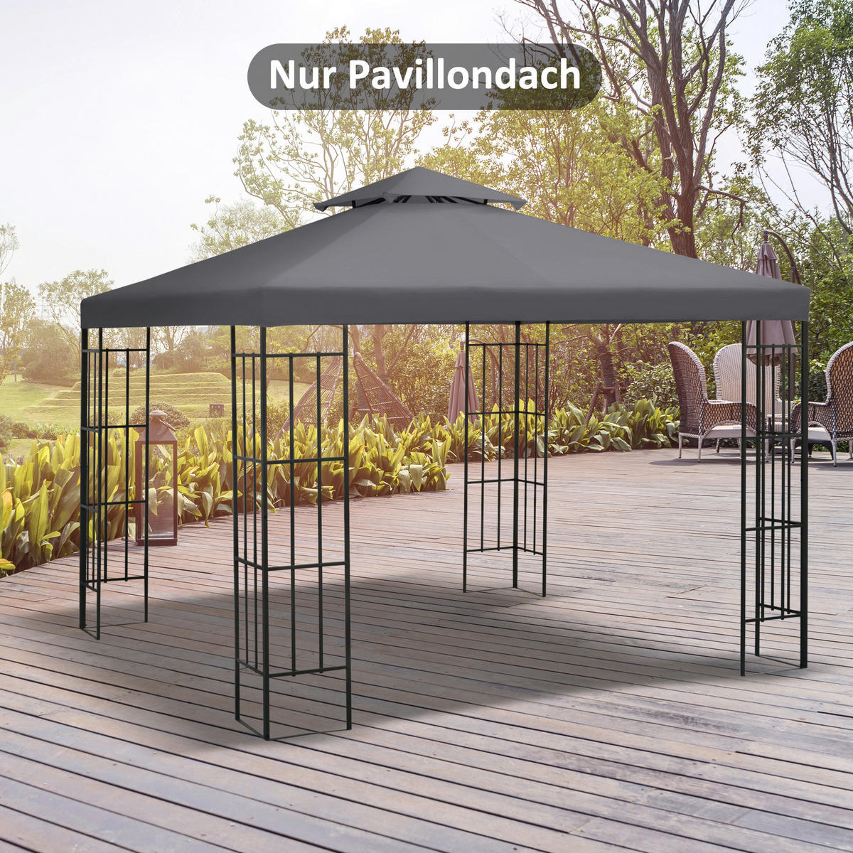 Outsunny Ersatzdach für Pavillon Ersatzdach_für_Pavillon - dunkelgrau (300,00/300,00/18,00cm) - Outsunny
