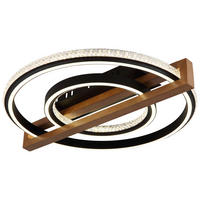 GLOBO LED-Deckenleuchte mattschwarz Opal dunkelbraun Metall Kunststoff Holz B/H/L: ca. 55x11,5x50 cm 1 Brennstellen DELORIS - dunkelbraun/Opal (50,00/55,00/11,50cm) - GLOBO