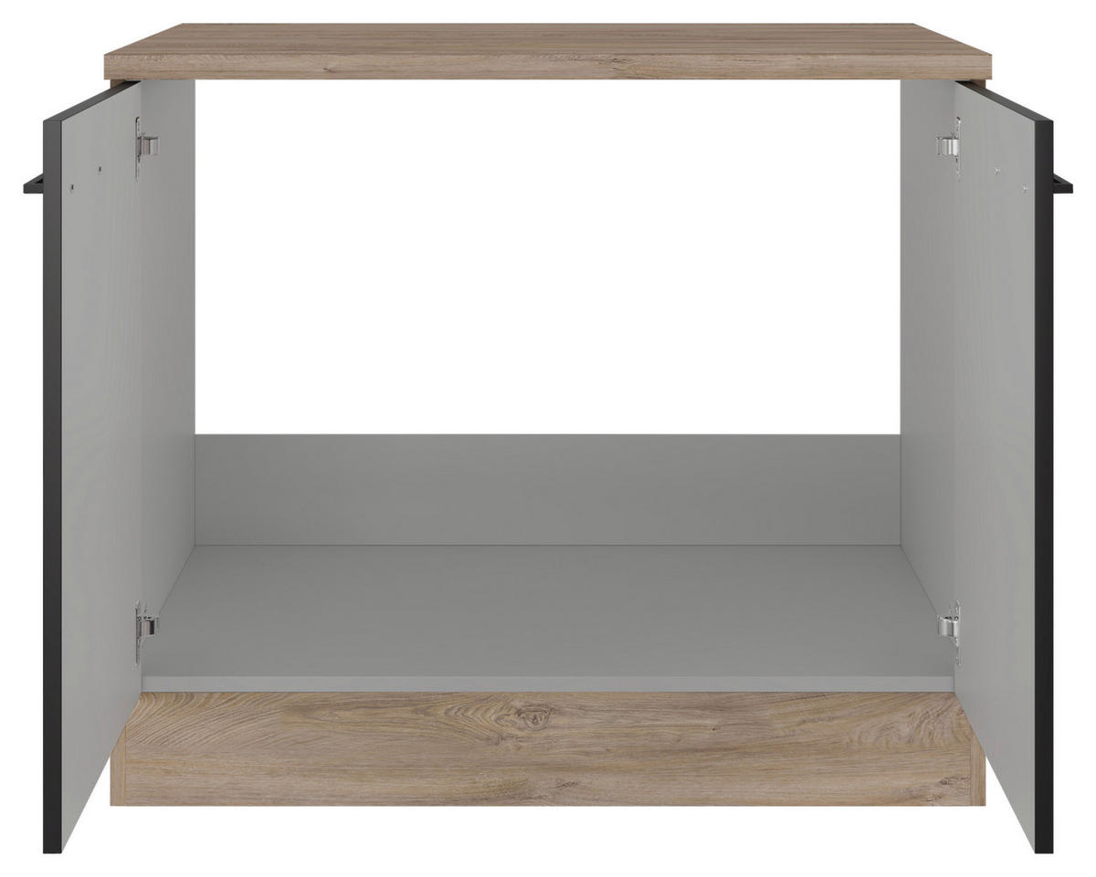 Spülenschrank Capri schwarz matt B/H/T: ca. 100x85x60 cm Capri - schwarz/Oak (100,00/85,00/60,00cm) - Flex-Well