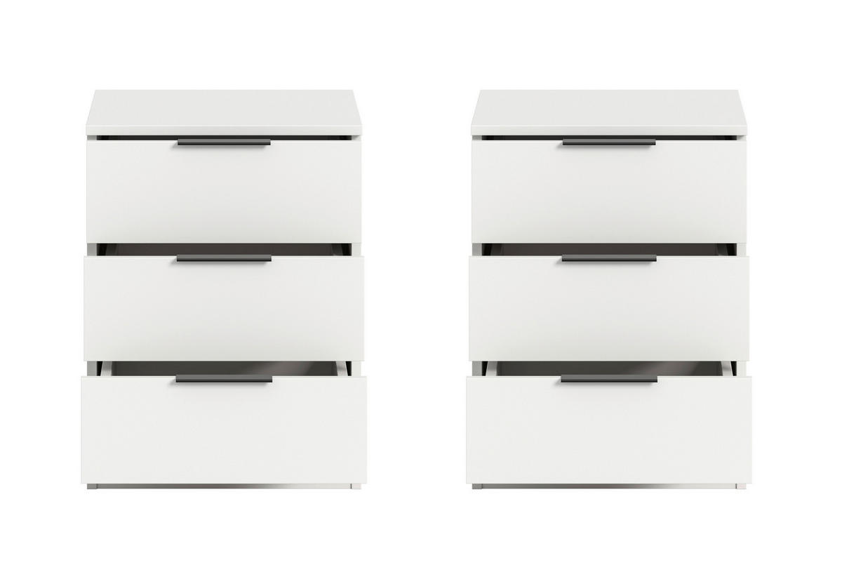 Nachtkonsolen KOPENHAGEN, Set weiß B/H/T: ca. 45x60x40 cm KOPENHAGEN, Set - weiß (45,00/60,00/40,00cm) - xonox.home