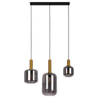 Näve Leuchten Pendelleuchte 7096422 schwarz Metall Glas B/H/T: ca. 82x150x22 cm E27 3 Brennstellen Fumo - schwarz (82,00/150,00/22,00cm) - Näve Leuchten