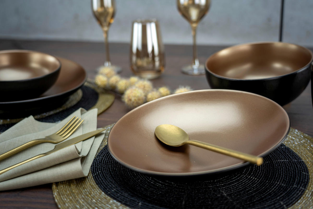 CreaTable Kombiservice GLAMOUR - Gold gold Steinzeug 16 tlg. GLAMOUR - Gold - gold - CreaTable