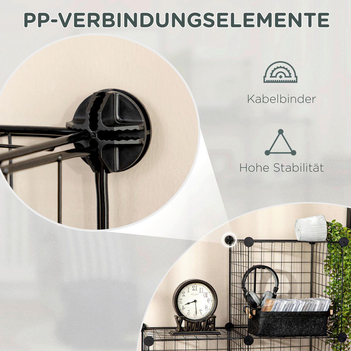 HOMCOM Regal schwarz Kunststoff B/H/L: ca. 35x35x35 cm Regalsystem - schwarz (35,00/35,00/35,00cm) - HOMCOM