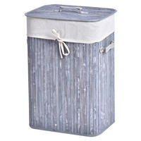 Wäschekorb mit 2 Tragegriffen grau Bambus Stoff Kunststoff B/H/L: ca. 30x60x40 cm Wäschekorb 850-017GY - grau (40,00/30,00/60,00cm) - HOMCOM