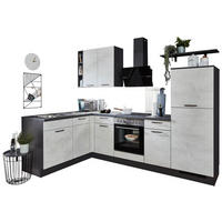 nobilia Winkelküche Riva Weißbeton Nachbildung B/T/L: ca. 275x60x175 cm Riva - schwarz/Weißbeton (275,00/175,00cm) - nobilia