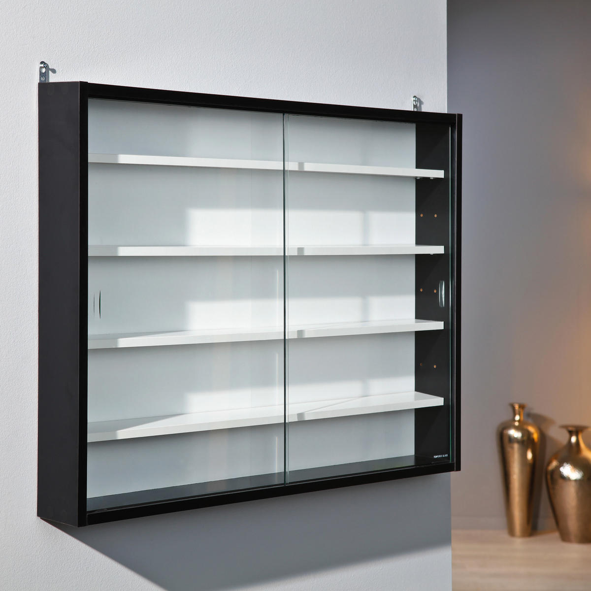 Vitrine Collecty schwarz weiß Holzwerkstoff B/H/T: ca. 80x60x10 cm Collecty - weiß/schwarz (80,00/60,00/10,00cm) - Inter Link