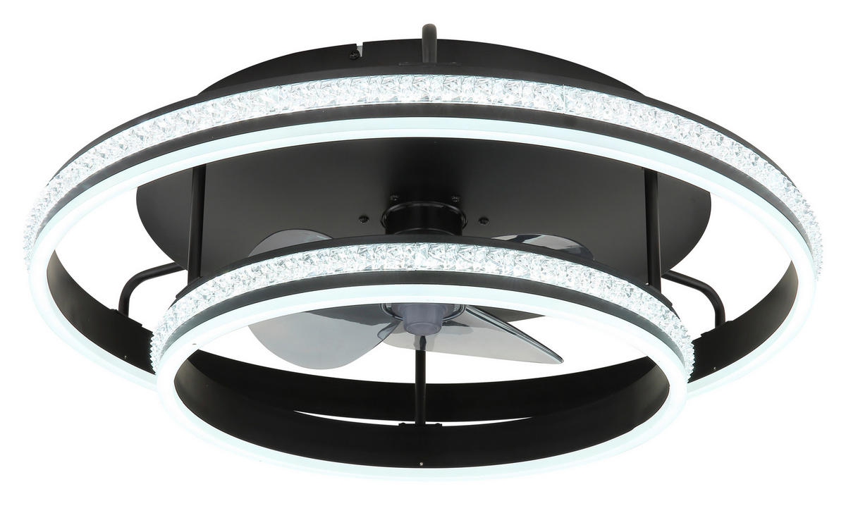 GLOBO LED-Deckenventilator Rauch klar mattschwarz H/D: ca. 20x60 cm max. 40 W KENDALL - klar/mattschwarz (60,00/20,00cm) - GLOBO