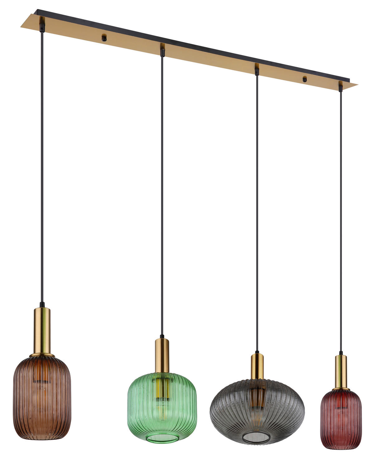 Pendelleuchte messing Metall Glas B/H/L: ca. 30x120x115 cm E27 4 Brennstellen Normy - messing (115,00/30,00/120,00cm)