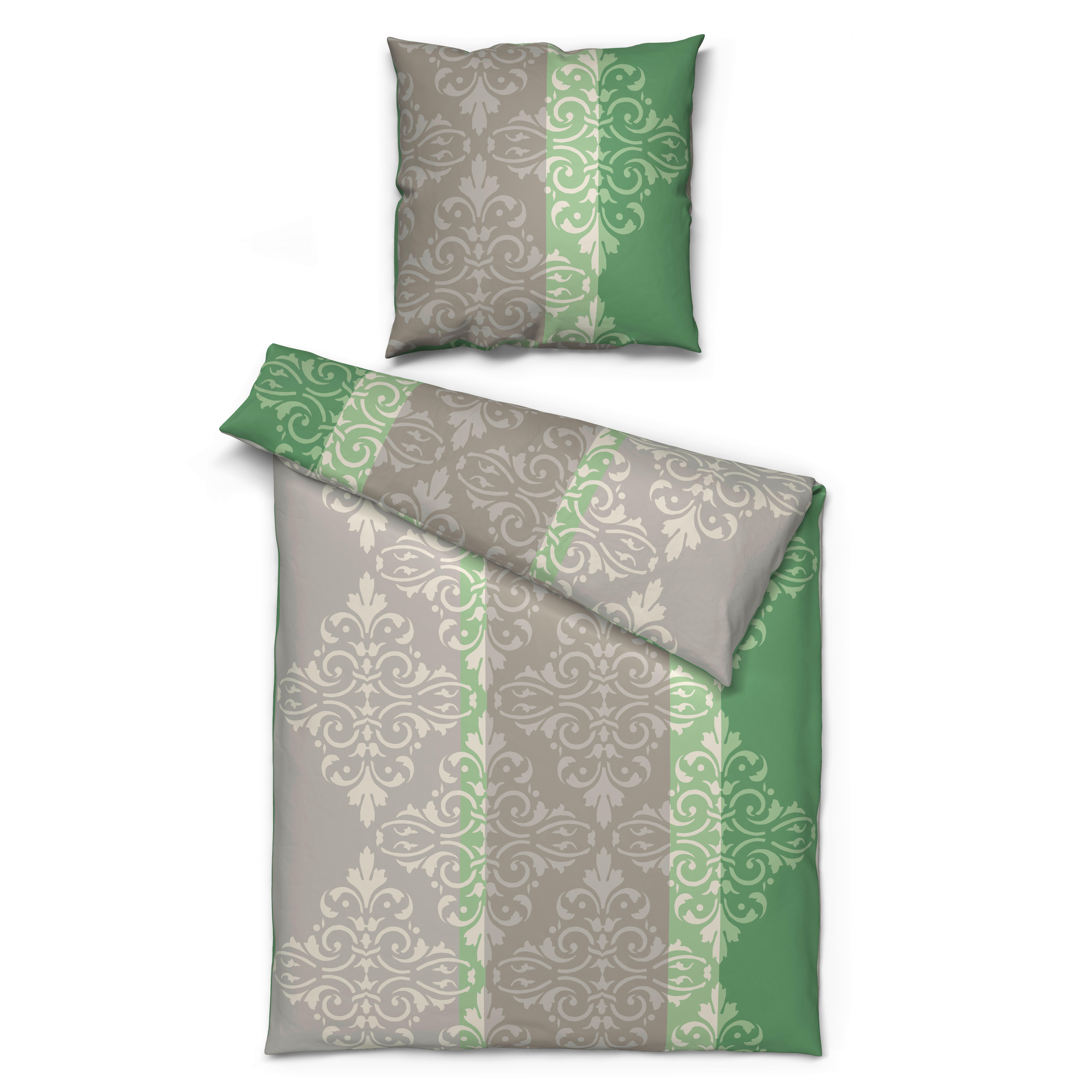 Baumwoll Bettwäsche Biber Bettwäsche_Biber Ornament 135x200cm - grün (135,00/200,00cm)