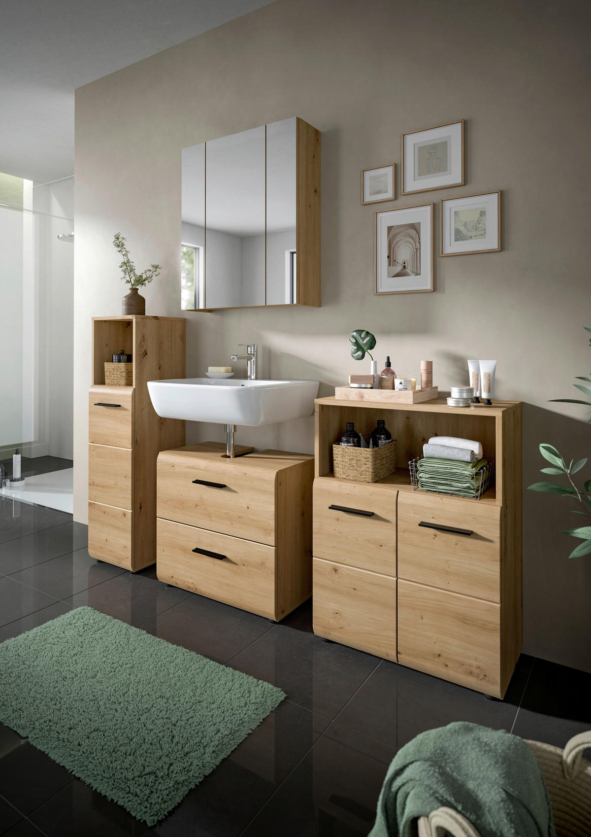 Schrank Ice Artisan Oak Nachbildung B/H/T: ca. 30x110x30 cm Ice - (30,00/110,00/30,00cm) - xonox.home