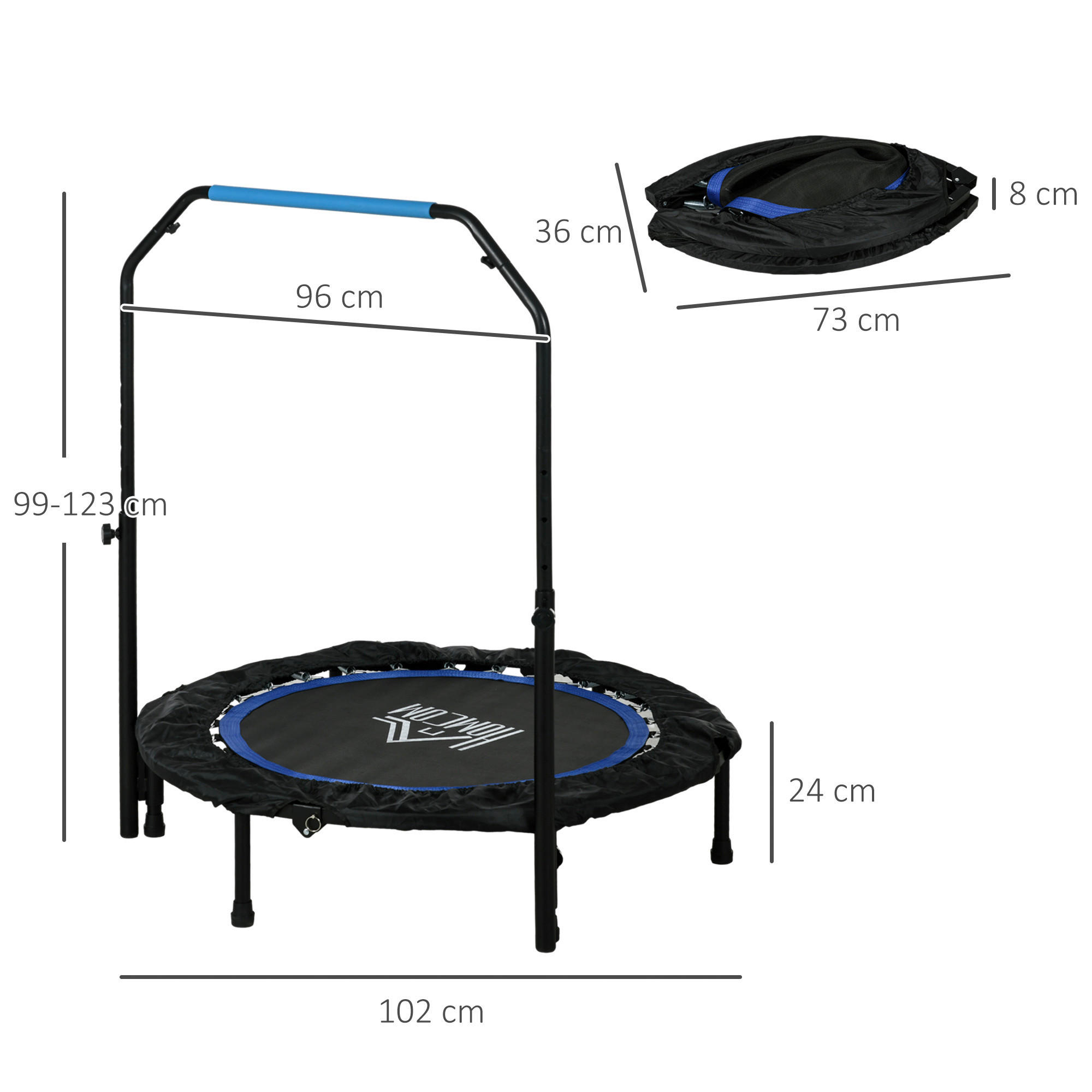 HOMCOM Trampolin schwarz Stahl B/H/L: ca. 102x123x102 cm Trampolin - blau/schwarz (102,00/102,00/123,00cm) - HOMCOM